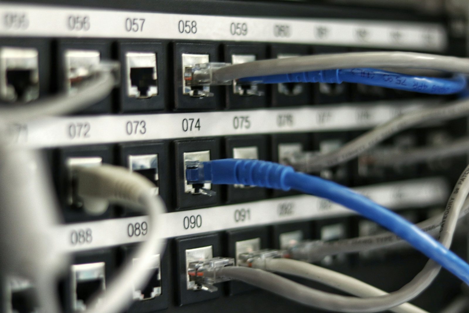 Panel de parcheo etiquetado con cableado estructurado
